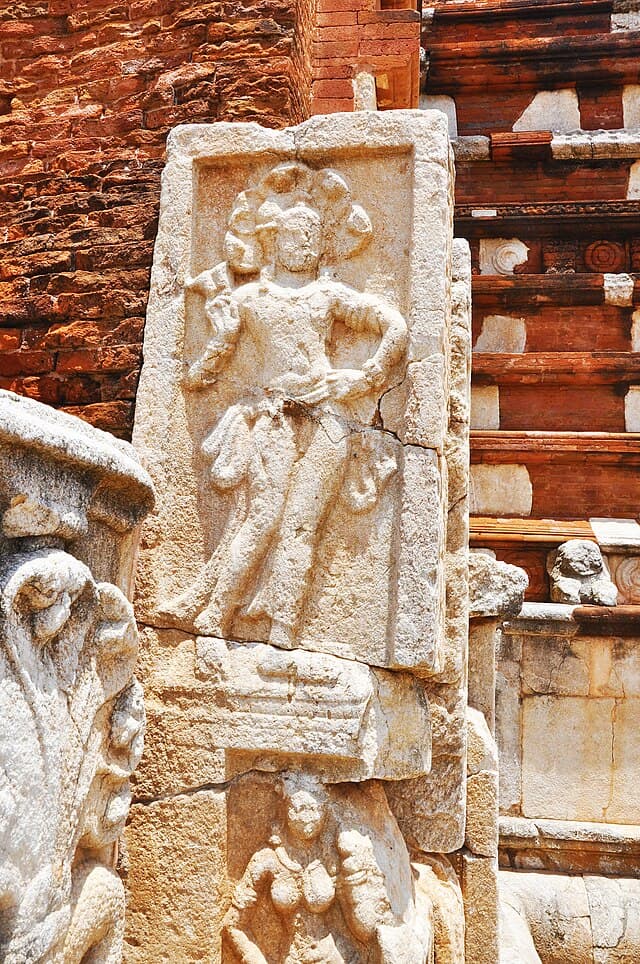 Stone carvings at the entrance of the Stupa.